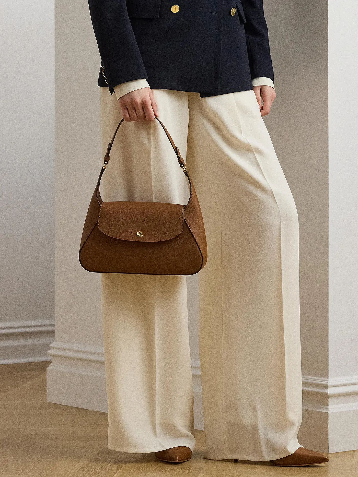 LAUREN RALPH LAUREN | Ledertasche - Schultertasche SCHYLA Medium | braun